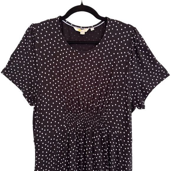 Boden Amelie‎ Black Pink Polka Dot Jersey Knit Fit Flare Dress Pockets Size 14 - Picture 10 of 13